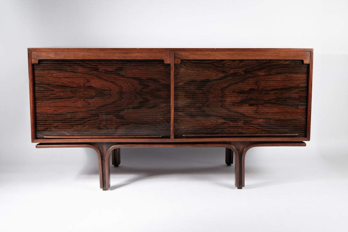 Rosewood tambour sideboard by Gianfranco Frattini for Bernini, Italy