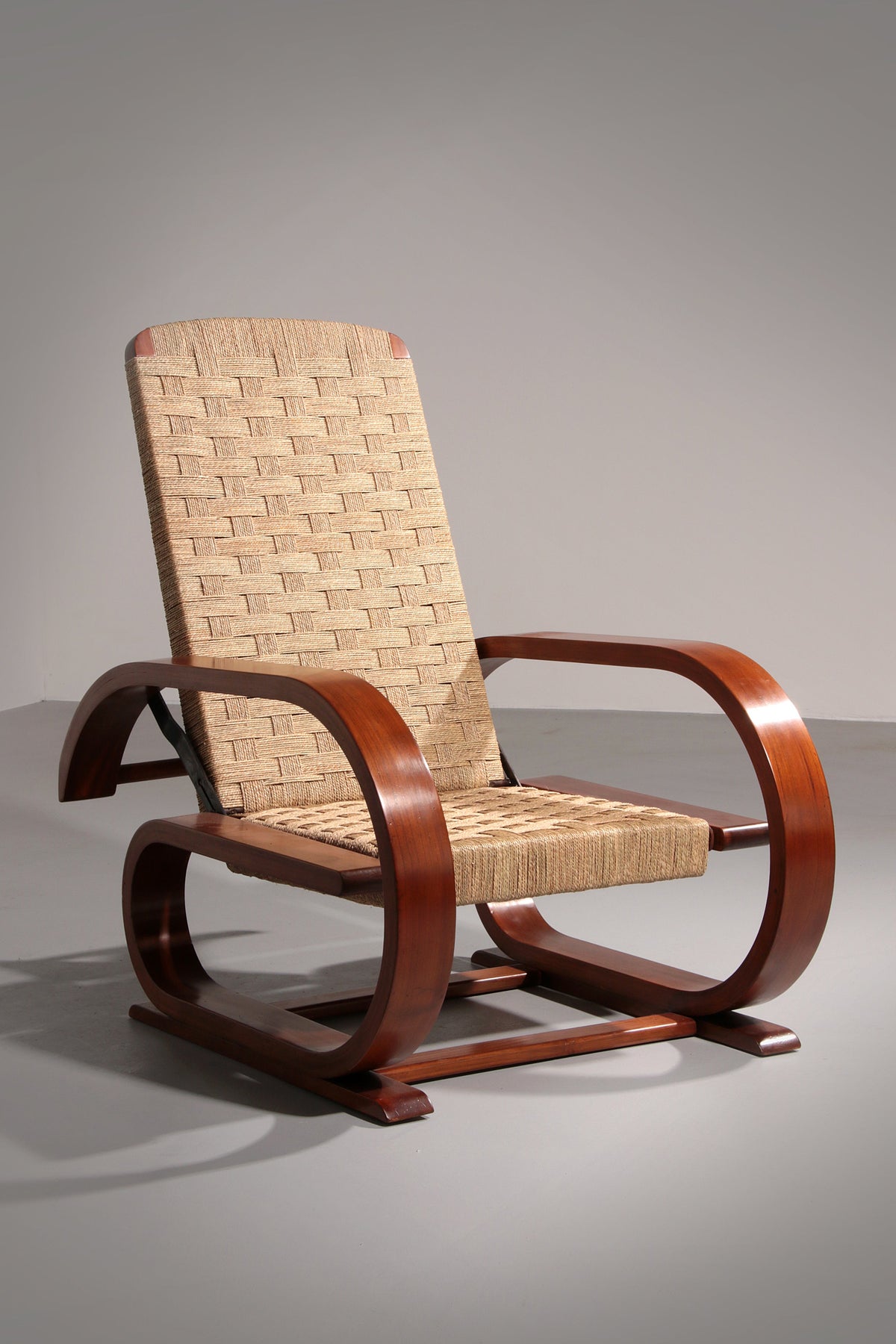 Einzigartiger italienischer Lounge-Sessel, handgewebte Handwerkskunst, 1930er Jahre