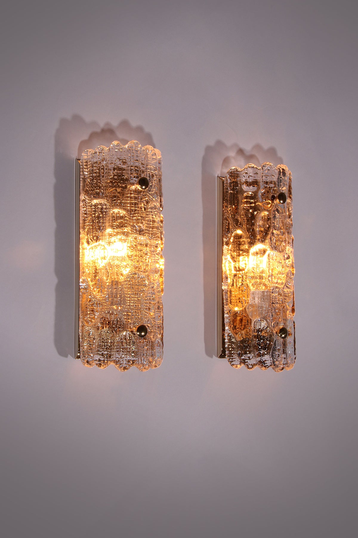 Wandleuchten von Carl Fagerlund, Orrefors (schwedisches Glas), Modell Gefion von Lyfa Denmark