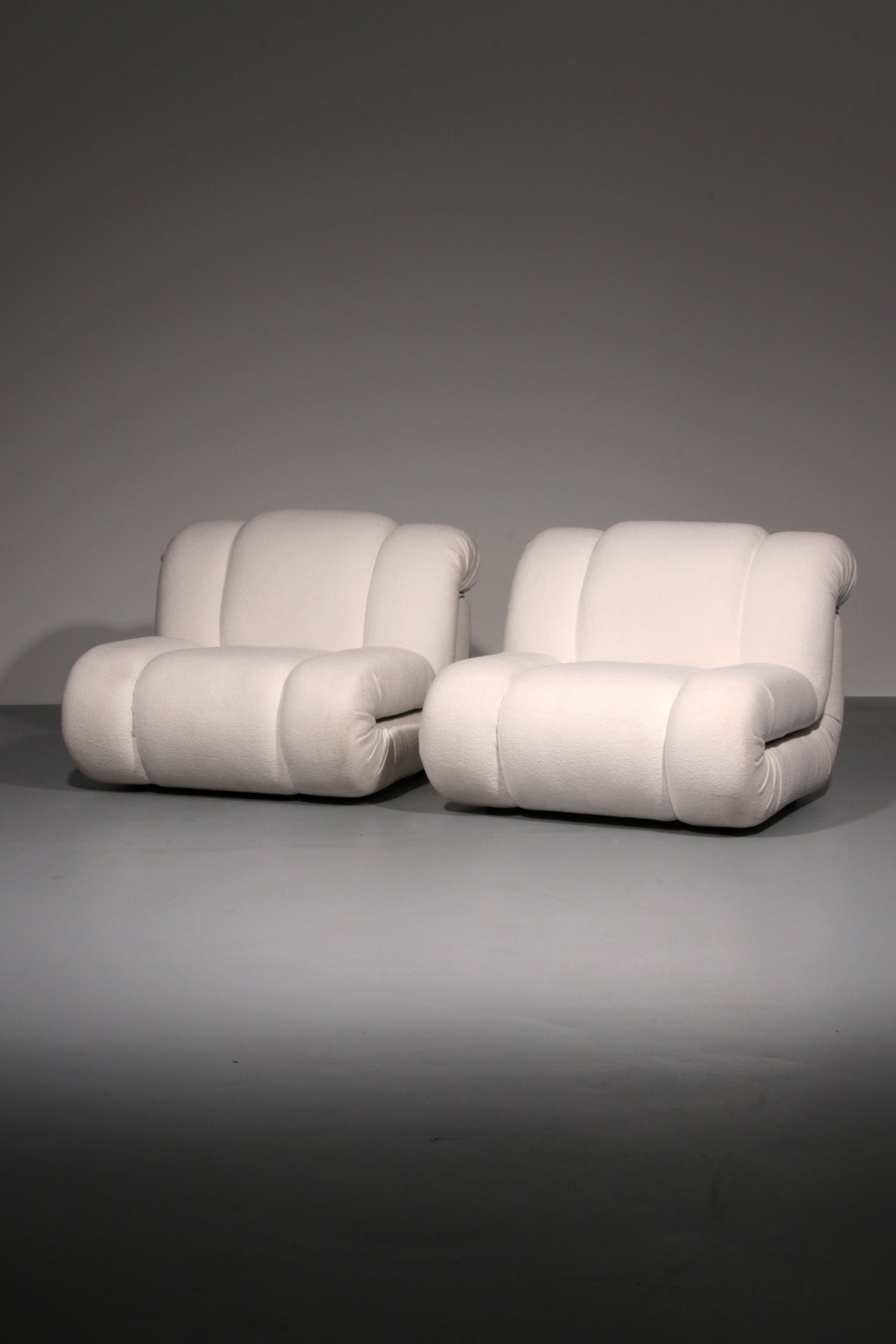 Mimo Padova Ivory Bouclé Modular Lounge Chairs „Velasquez“ – 1970