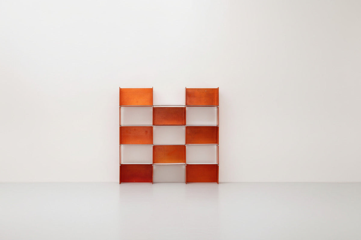 Modulares französisches Wandregal in Orange, 1960er Jahre