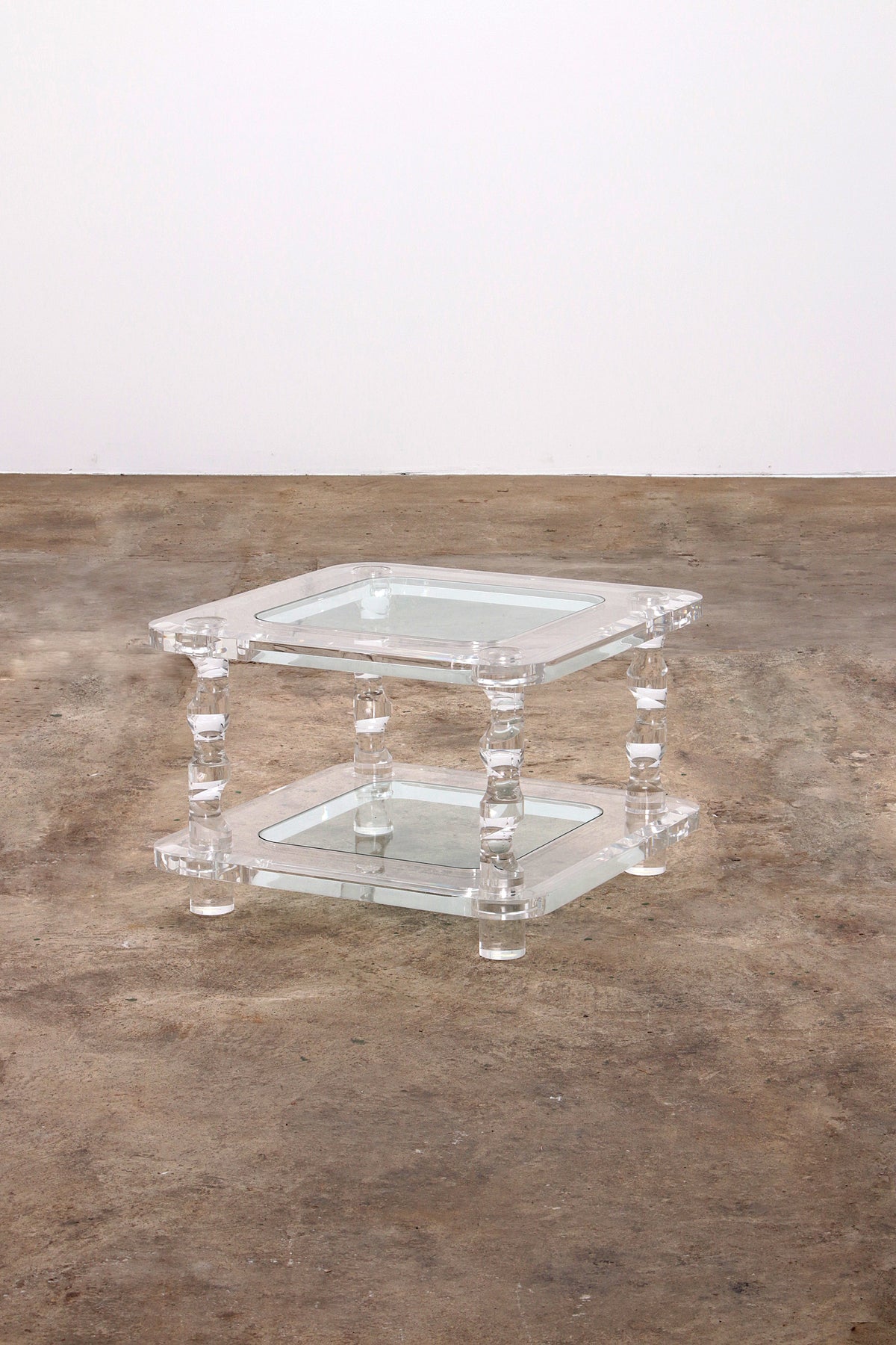 Vintage Franse Lucite en Glazen Salontafel van Maison Romeo