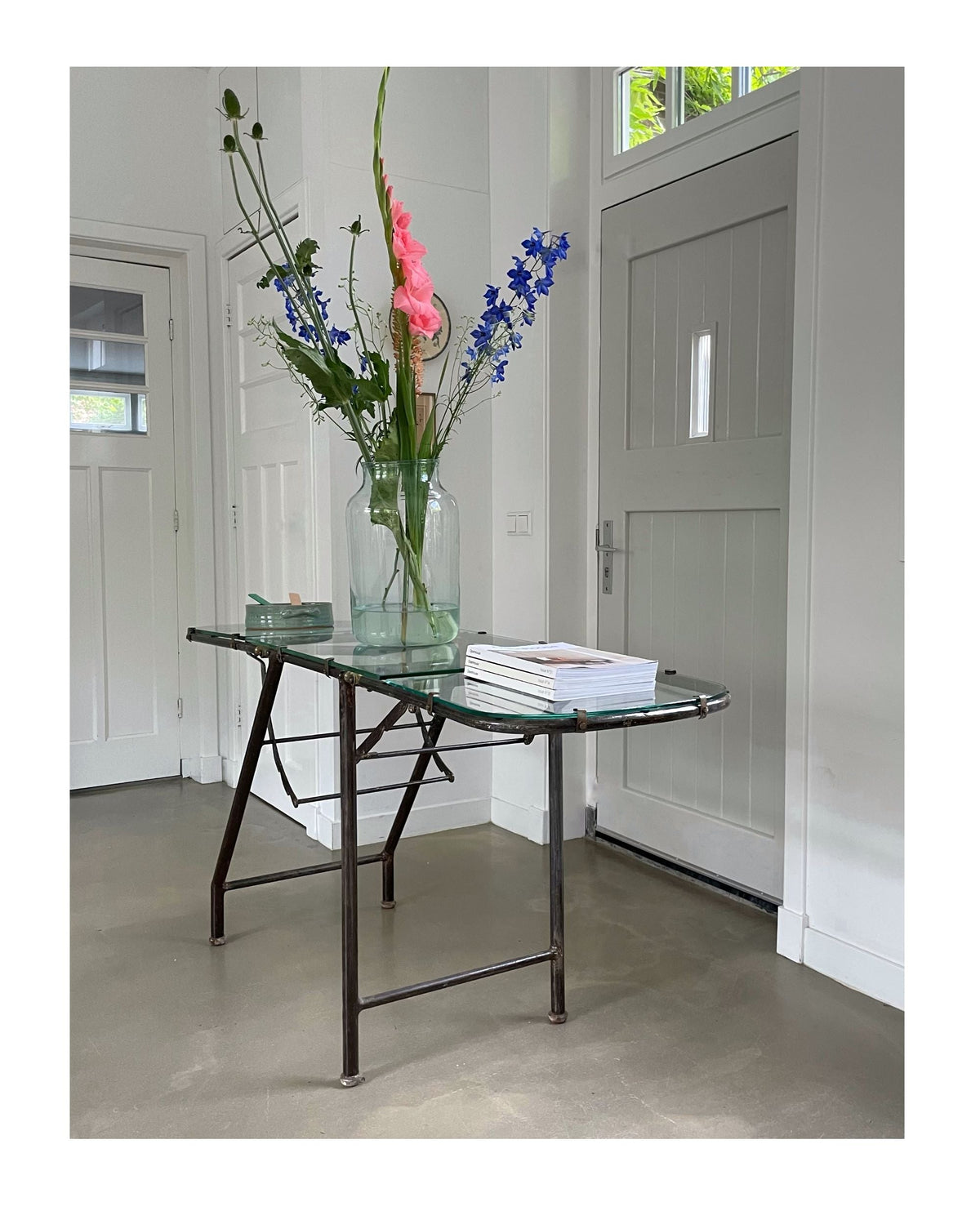 Antique examination table customized as side-table