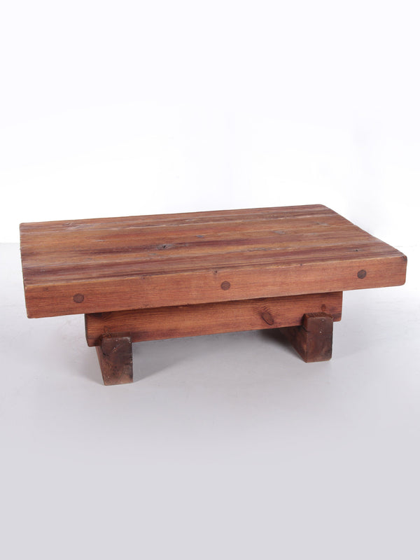 Brutalist Pine Coffee Table by Jens Lyngsøe for Havdrup Trævarefabrik