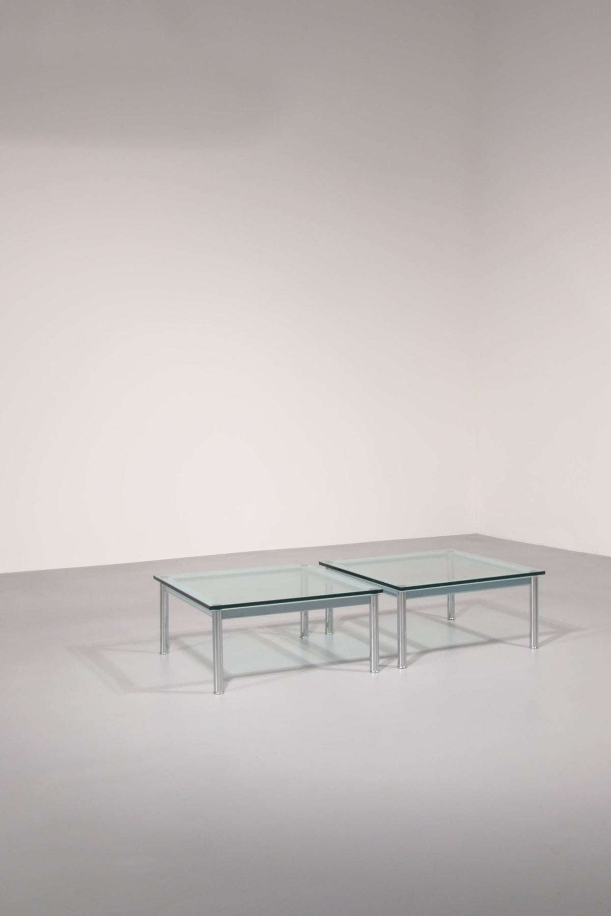 Cassina LC-10 Coffee Table by Le Corbusier – Rare Light Blue Glass Edition
