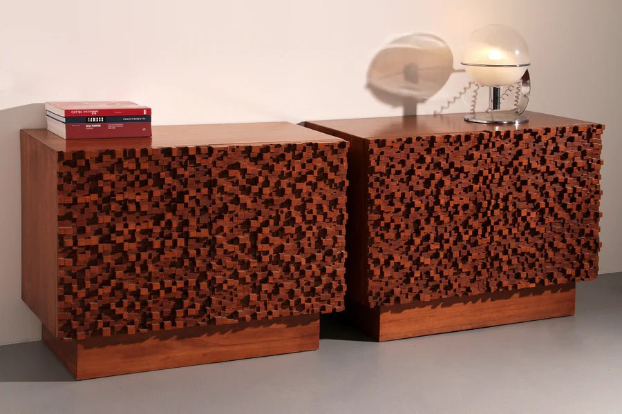 Zwei moderne Sideboards im brutalistischen Stil aus Massivholz