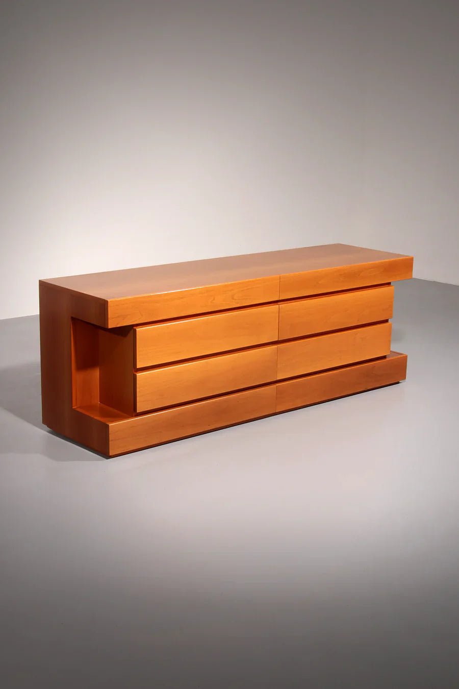 Post modern custom 8 drawer floating dresser blonde geometric design I Post modern custom 8 drawer floating dresser blonde geometric design I