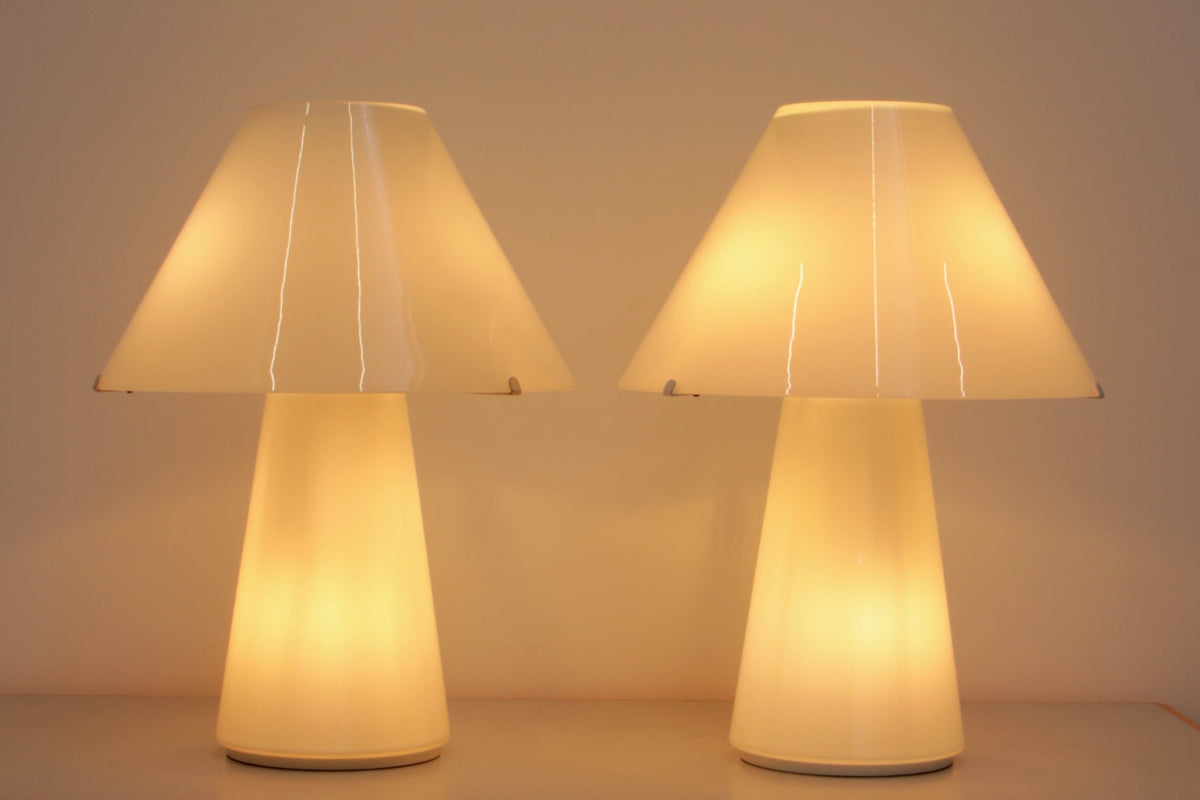 Seltene große Vetri Murano Mushroom Tischlampen, 1970er
