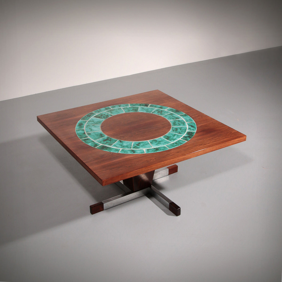 Vintage-Couchtisch im dänischen Design mit Keramikfliesen