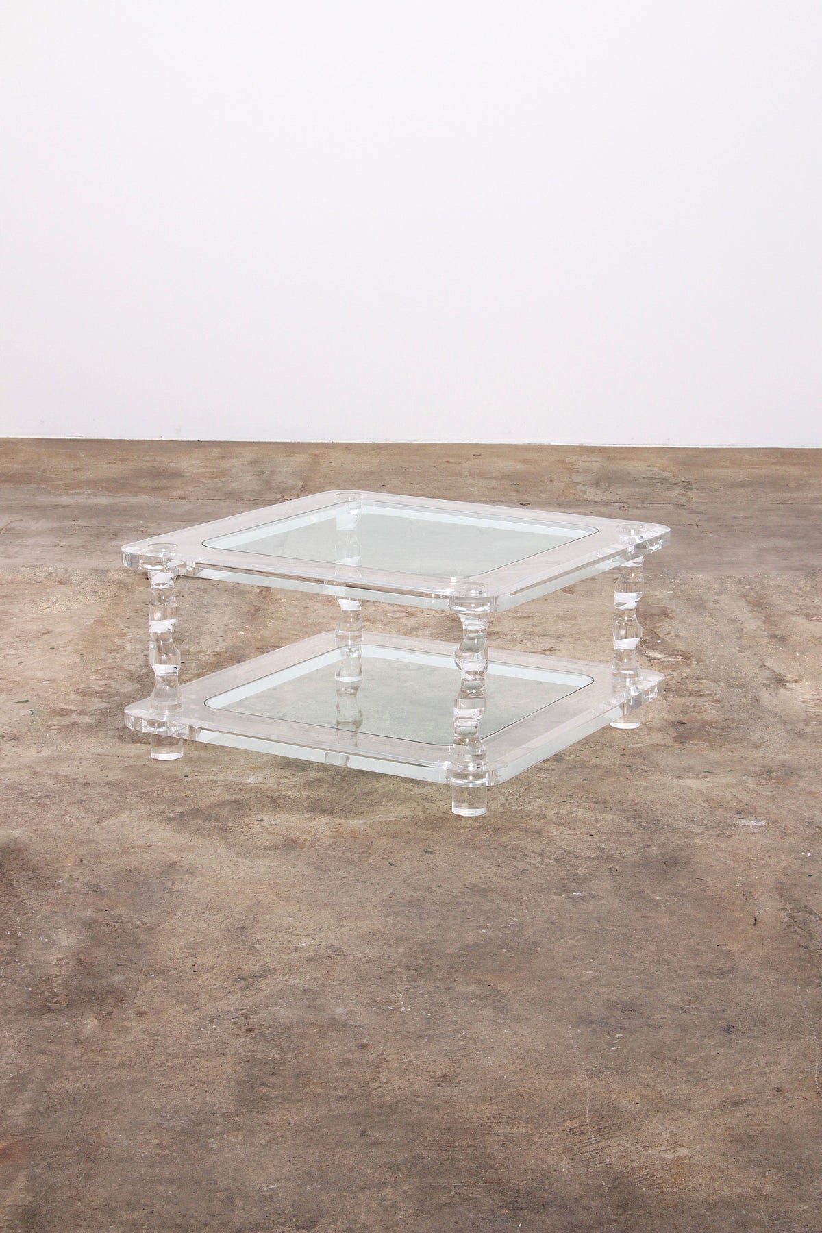 Vintage Franse Lucite en Glazen Salontafel van Maison Romeo