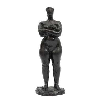 Charlotte van Pallandt, Standing Woman with Crossed Arms, c. 1952–53, bronze with black patina