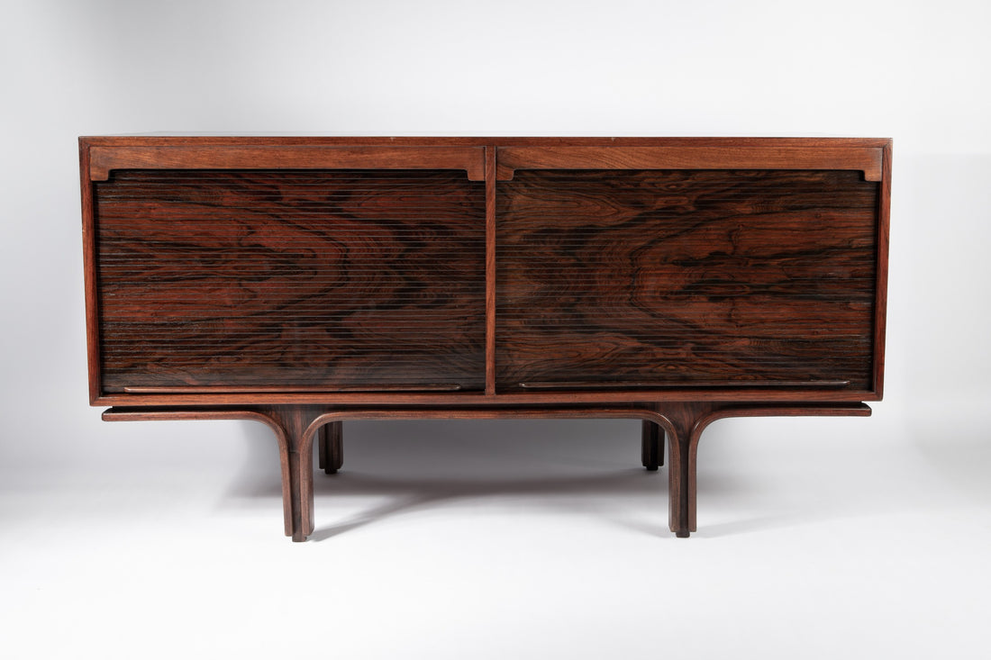 Rosewood tambour sideboard by Gianfranco Frattini for Bernini, Italy