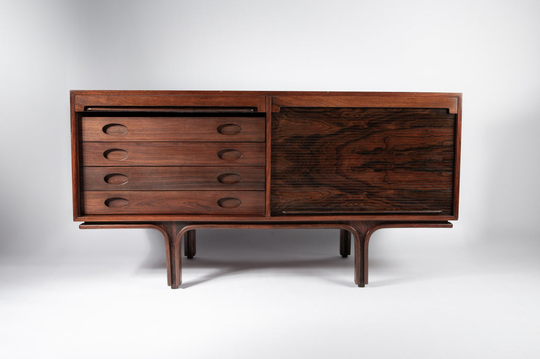 Rosewood tambour sideboard by Gianfranco Frattini for Bernini, Italy