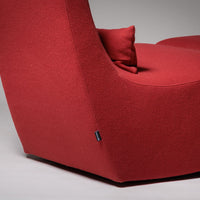 Rocking chair and footstool in red wool by Ligne Roset, France