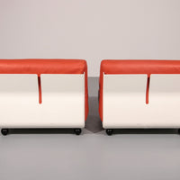 Amanta Modulaire Bank in Oranje Leer Mario Bellini Jaren 60