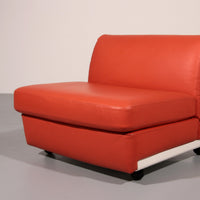 Amanta Modulaire Bank in Oranje Leer Mario Bellini Jaren 60