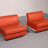 Amanta Modulaire Bank in Oranje Leer Mario Bellini Jaren 60