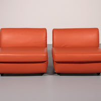 Amanta Modulaire Bank in Oranje Leer Mario Bellini Jaren 60