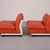 Amanta Modulaire Bank in Oranje Leer Mario Bellini Jaren 60