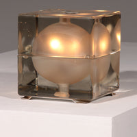 Alessandro Mendini „Cubosfera“ Tischlampe, Metall, Chromglas, 1968, Italien