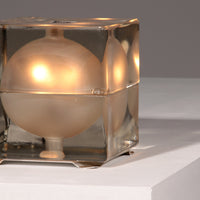 Alessandro Mendini „Cubosfera“ Tischlampe, Metall, Chromglas, 1968, Italien