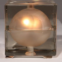 Alessandro Mendini „Cubosfera“ Tischlampe, Metall, Chromglas, 1968, Italien