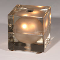 Alessandro Mendini „Cubosfera“ Tischlampe, Metall, Chromglas, 1968, Italien