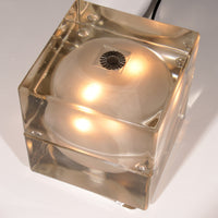 Alessandro Mendini „Cubosfera“ Tischlampe, Metall, Chromglas, 1968, Italien