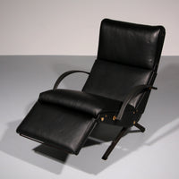 Verstellbarer Relaxsessel P40 aus italienischem schwarzem Leder von Osvaldo Borsani Tecno.