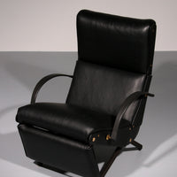 Verstellbarer Relaxsessel P40 aus italienischem schwarzem Leder von Osvaldo Borsani Tecno.