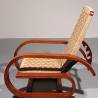 Einzigartiger italienischer Lounge-Sessel, handgewebte Handwerkskunst, 1930er Jahre
