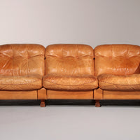 De Sede DS101 Dreisitzer in cognacfarbenem Leder