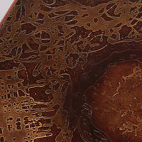 Brutalistischer Couchtisch mit Kupferplatte und Holzgestell, 1970