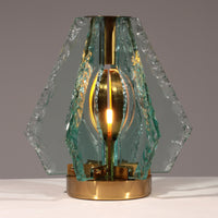 Tischlampe aus gemeißeltem Glas aus Messing von Gino Paroldo für Dinodei, 1960er