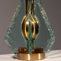 Tischlampe aus gemeißeltem Glas aus Messing von Gino Paroldo für Dinodei, 1960er