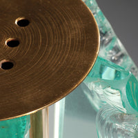 Tischlampe aus gemeißeltem Glas aus Messing von Gino Paroldo für Dinodei, 1960er