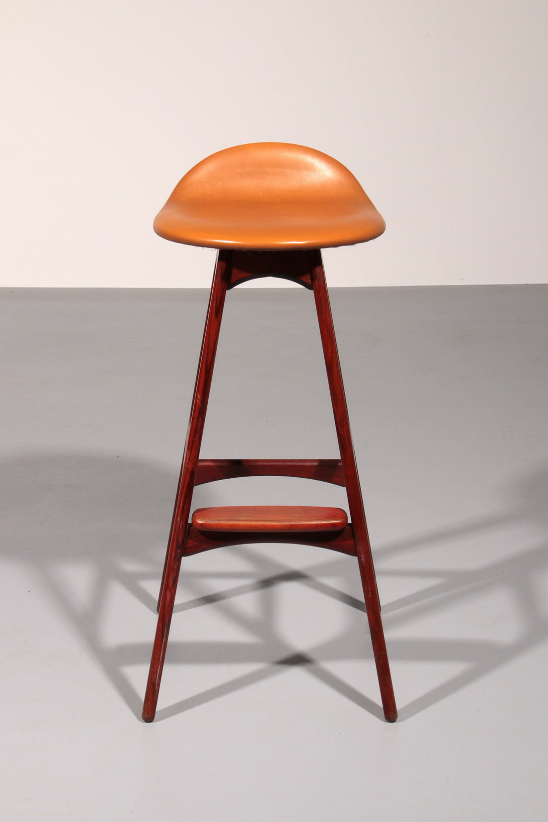 Modern Danish Leather and wood Model OD-61 Bar Stool by Erik Buch for Oddense møbelfabrik, 1964
