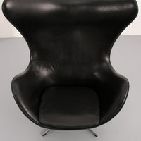 De Egg Chair – Arne Jacobsen, Denemarken, 1960 – Zwart Leer door Fritz Hansen