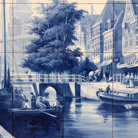 Großes Kacheltableau 30 Teile De Waag Alkmaar Royal Delft Pr Fles von Cornelis Springer 1898