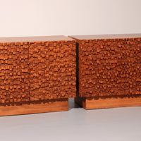 Zwei moderne Sideboards im brutalistischen Stil aus Massivholz