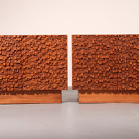 Zwei moderne Sideboards im brutalistischen Stil aus Massivholz