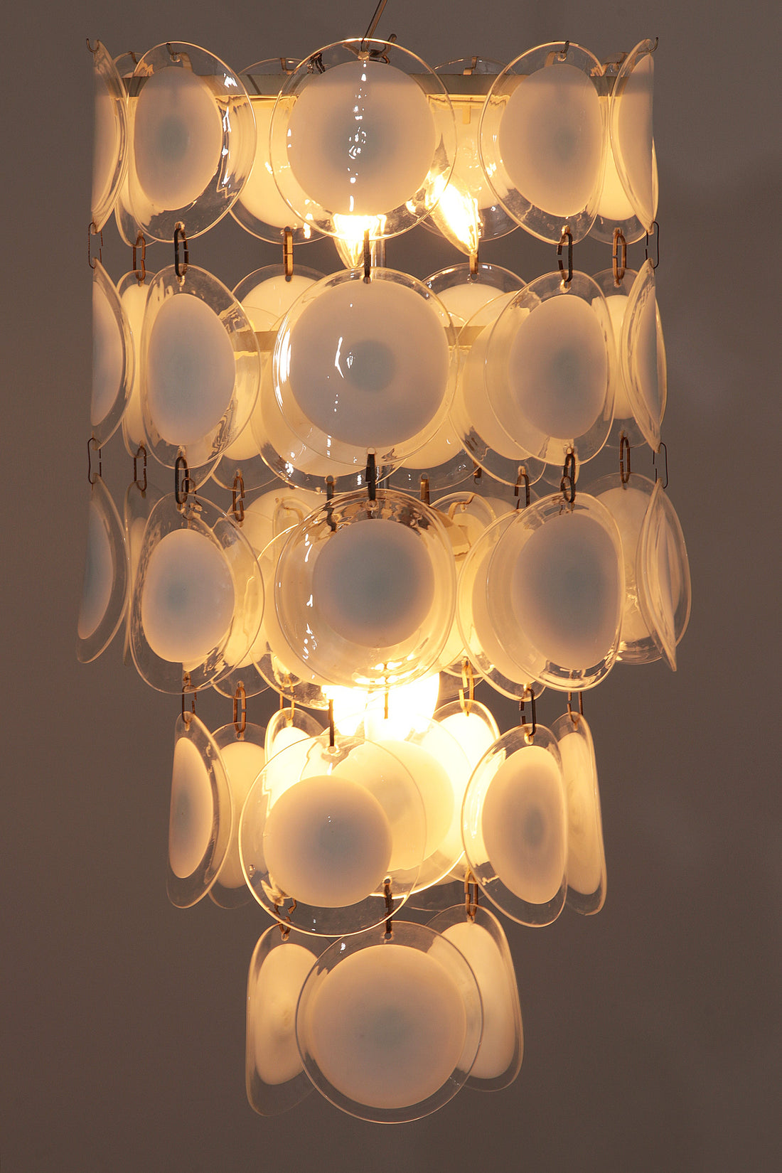 Italian Mid-Century Murano, Venetian Glass Disc Chandelier by Vistosi