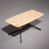 Couchtisch aus Marmor, Italien, im Stil von Gio Ponti, Metall, Messing, 1960er Jahre