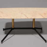 Couchtisch aus Marmor, Italien, im Stil von Gio Ponti, Metall, Messing, 1960er Jahre