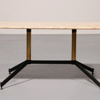 Couchtisch aus Marmor, Italien, im Stil von Gio Ponti, Metall, Messing, 1960er Jahre