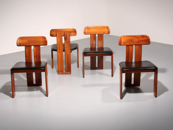 Mario Marenco Walnoten Sapporo Eetkamerstoelen voor Mobilgirgi, jaren 70