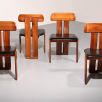 Mario Marenco Walnoten Sapporo Eetkamerstoelen voor Mobilgirgi, jaren 70
