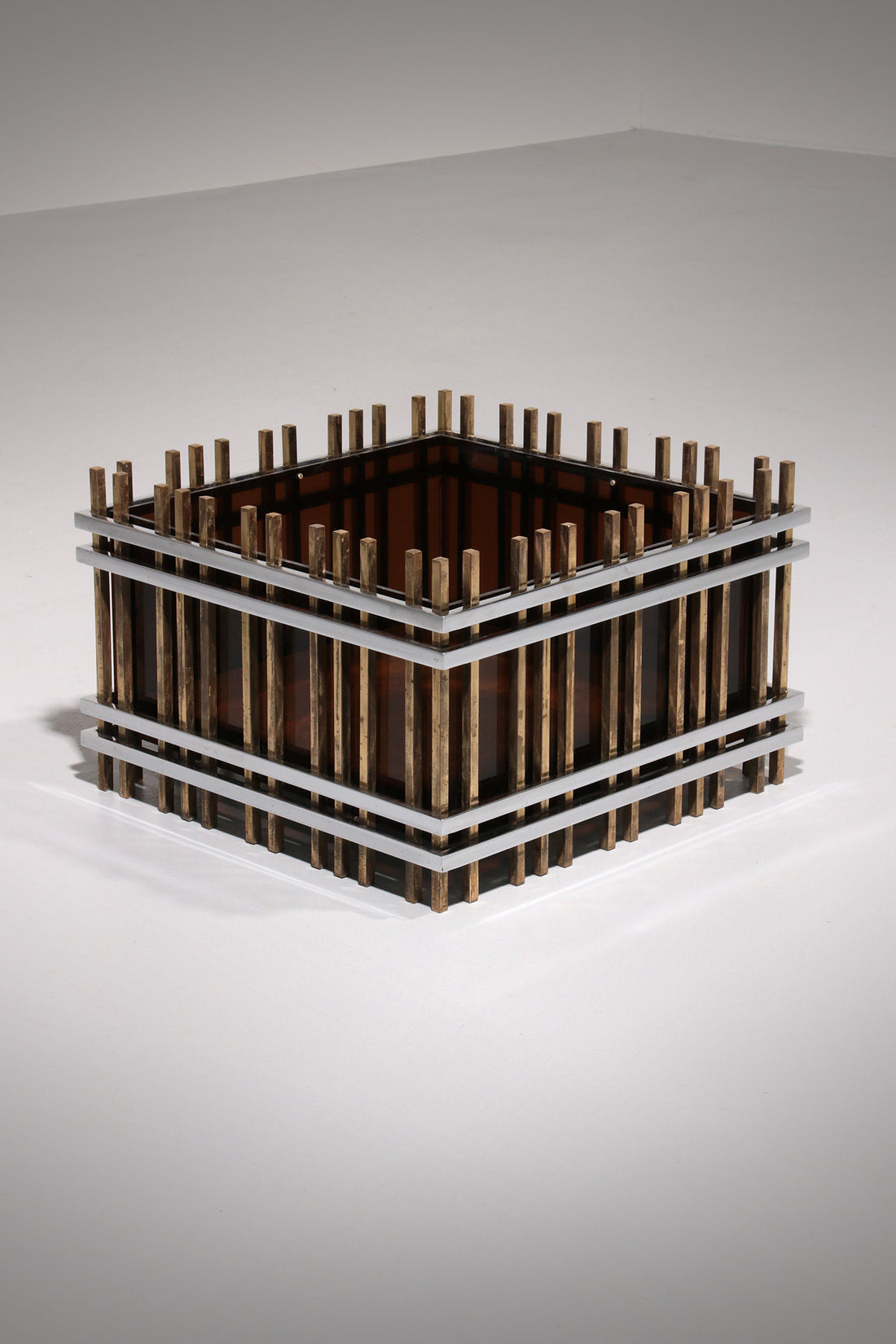 Italian Modernist “Fioriera” Planter Attributed to Romeo Rega – Brass, Chrome &  Acrylic