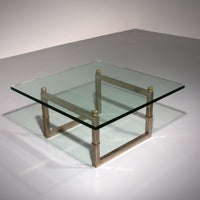 Peter Ghyczy Glas-Couchtisch mit Edelstahlgestell Biri T29