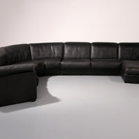 De Sede Modulares 7-teiliges Ledersofa im Mid-Century-Stil in Schwarz – Schweizer Ikone